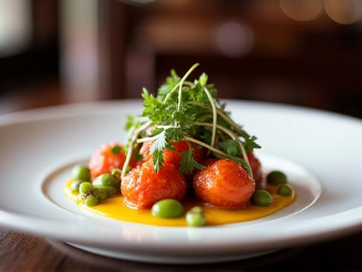 A finely plated gourmet dish served at the clubhouse restaurant.